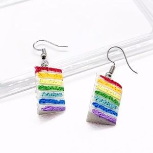 🍰 Rainbow Cake Slice Trendy Earrings 🍰